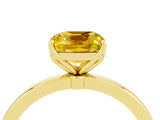Yellow gold Cushion Cut Yellow Sapphire Solitaire Ring with Thin Band and Prong Setting_16
