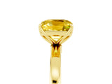 Yellow gold Cushion Cut Yellow Sapphire Solitaire Ring with Thin Band and Prong Setting_17