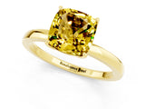 Yellow gold Cushion Cut Yellow Sapphire Solitaire Ring with Thin Band and Prong Setting_25