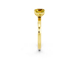 Yellow gold Cushion Cut Yellow Sapphire Solitaire Ring with Thin Band and Prong Setting_26