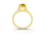 Yellow gold Cushion Cut Yellow Sapphire Solitaire Ring with Wide Band and Prong Setting_27