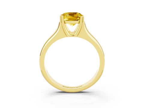 Yellow gold Cushion Cut Yellow Sapphire Solitaire Ring with Wide Band and Prong Setting_27