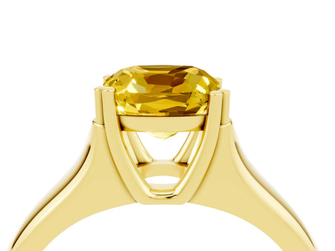 Yellow gold Cushion Cut Yellow Sapphire Solitaire Ring with Wide Band and Prong Setting_28