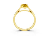 Yellow gold Cushion Cut Yellow Sapphire Solitaire Twist Band Prong Setting Ring_69