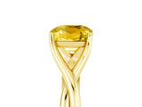 Yellow gold Cushion Cut Yellow Sapphire Solitaire Twist Band Prong Setting Ring_71
