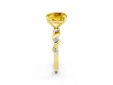 Yellow gold Cushion Cut Yellow Sapphire Solitaire Twisted Band with Round  Accents and Prong Setting_14
