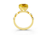 Yellow gold Cushion Cut Yellow Sapphire Solitaire Twisted Band with Round  Accents and Prong Setting_15