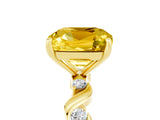 Yellow gold Cushion Cut Yellow Sapphire Solitaire Twisted Band with Round  Accents and Prong Setting_17