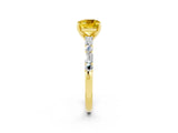 Yellow gold Cushion Cut Yellow Sapphire Solitaire with Side Baguettes and Channel Set Band_26
