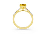 Yellow gold Cushion Cut Yellow Sapphire Solitaire with Side Baguettes and Channel Set Band_27