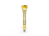 Yellow gold Cushion Cut Yellow Sapphire Split Shank Engagement Ring with Pavé Band_26