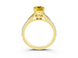 Yellow gold Cushion Cut Yellow Sapphire Split Shank Engagement Ring with Pavé Band_27