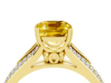 Yellow gold Cushion Cut Yellow Sapphire Split Shank Engagement Ring with Pavé Band_28