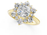 Yellow gold Cushion Diamond Cluster Halo Ring with Solitaire Band and Four-Prong Setting_21