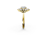 Yellow gold Cushion Diamond Cluster Halo Ring with Solitaire Band and Four-Prong Setting_22