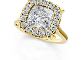 Yellow gold Cushion Diamond Cluster Halo Solitaire with Four-Prong Setting_78