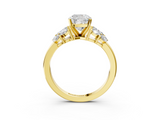 Yellow gold Cushion Diamond Cluster Leaf Design Ring with Prong Setting_72
