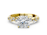 Yellow gold Cushion Diamond Cluster Prong-Set Solitaire Ring_47