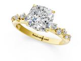 Yellow gold Cushion Diamond Cluster Prong-Set Solitaire Ring_48