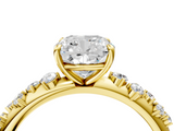 Yellow gold Cushion Diamond Cluster Prong-Set Solitaire Ring_51