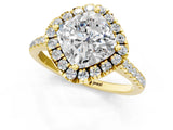Yellow gold Cushion Diamond Cushion Halo Ring with Pavé Band_16
