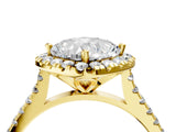 Yellow gold Cushion Diamond Cushion Halo Ring with Pavé Band_19