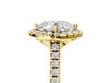 Yellow gold Cushion Diamond Cushion Halo Ring with Pavé Band_20