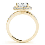 Yellow gold Cushion Diamond Double Halo Ring with Split Shank and Four-Prong Setting 2