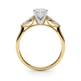 Yellow gold Cushion Diamond Floral Cluster Ring with Marquise Side Stones and Six-Prong Solitaire Setting 2