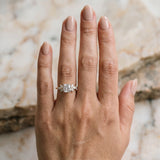 Yellow gold Cushion Diamond Floral Cluster Ring with Marquise Side Stones and Six-Prong Solitaire Setting_7