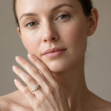 Yellow gold Cushion Diamond Floral Cluster Ring with Marquise Side Stones and Six-Prong Solitaire Setting_8
