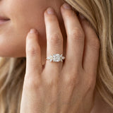 Yellow gold Cushion Diamond Floral Cluster Ring with Marquise Side Stones and Six-Prong Solitaire Setting_9