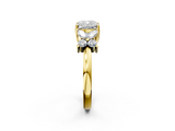 Yellow gold Cushion Diamond Floral Cluster Ring with Solitaire Band and Prong Setting_60