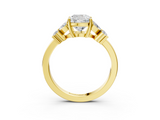 Yellow gold Cushion Diamond Floral Cluster Ring with Solitaire Band and Prong Setting_61