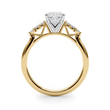 Yellow gold Cushion Diamond Floral Side Stone Solitaire with Marquise Accents and Four-Prong Setting 2