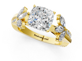 Yellow gold Cushion Diamond Floral Vine Solitaire Engagement Ring_26