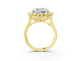 Yellow gold Cushion Diamond Halo Engagement Ring with Round Diamond Accents_3