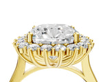 Yellow gold Cushion Diamond Halo Engagement Ring with Round Diamond Accents_4