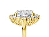 Yellow gold Cushion Diamond Halo Engagement Ring with Round Diamond Accents_5