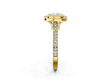 Yellow gold Cushion Diamond Halo Ring with Milgrain Frame and Pavé Band 2