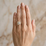 Yellow gold Cushion Diamond Halo Ring with Milgrain Frame and Pavé Band_12