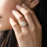 Yellow gold Cushion Diamond Halo Ring with Split Shank Pavé Band and Four-Prong Setting_20