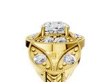 Yellow gold Cushion Diamond Milgrain Marquise Filigree Engagement Ring with Prong Setting_11