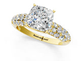 Yellow gold Cushion Diamond Pavé Band Solitaire Ring with Four-Prong Setting_50