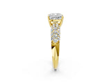 Yellow gold Cushion Diamond Pavé Band Solitaire Ring with Four-Prong Setting_51