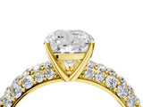 Yellow gold Cushion Diamond Pavé Band Solitaire Ring with Four-Prong Setting_53