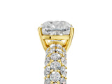 Yellow gold Cushion Diamond Pavé Band Solitaire Ring with Four-Prong Setting_54