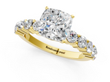 Yellow gold Cushion Diamond Pavé Band Solitaire with Four-Prong Setting_17