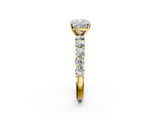 Yellow gold Cushion Diamond Pavé Band Solitaire with Four-Prong Setting_18