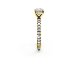 Yellow gold Cushion Diamond Pavé Band Solitaire with Four-Prong Setting_182